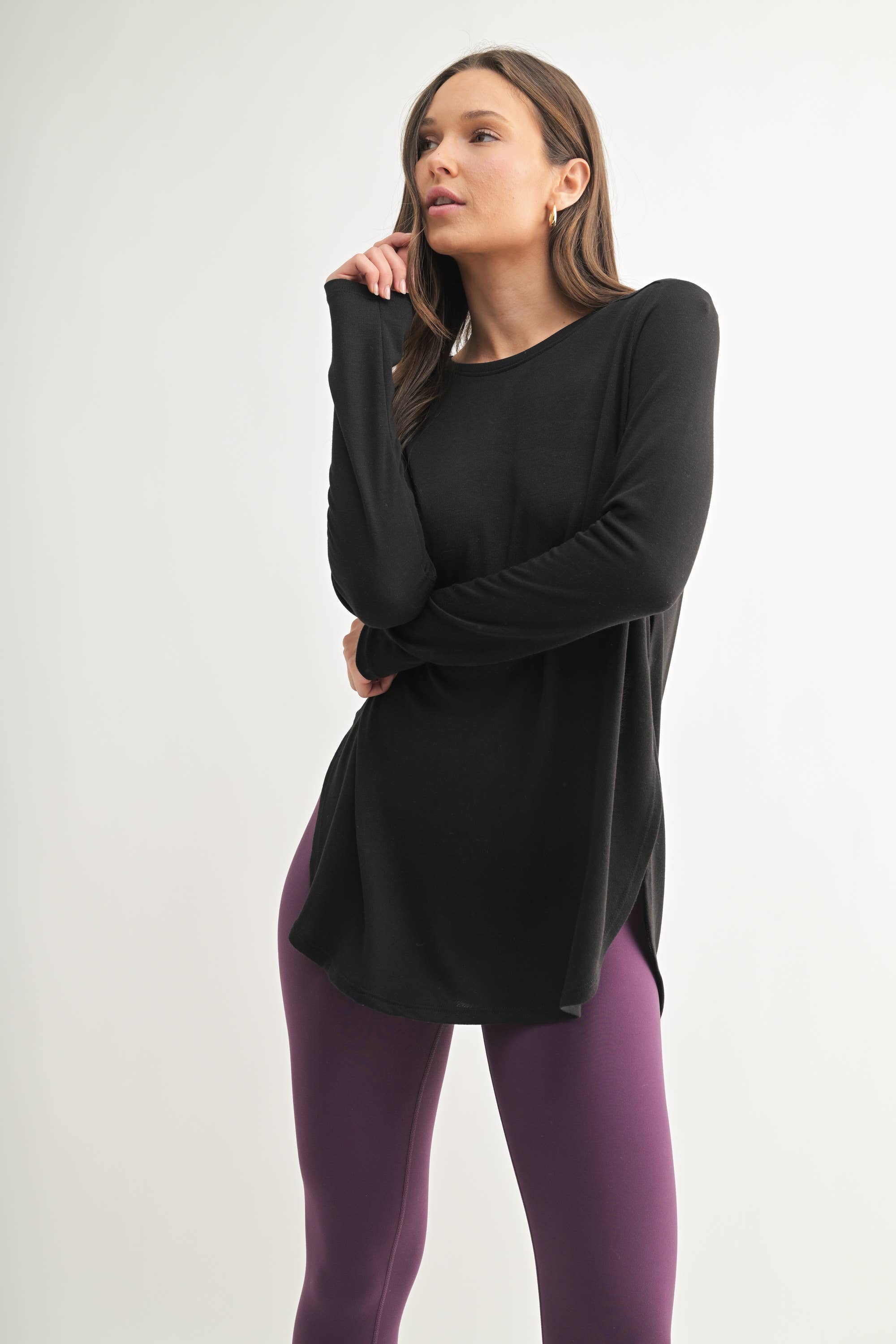 Mono B - Wholesale Tunic - Women's - Long Sleeve Flow Top with Side Slit7