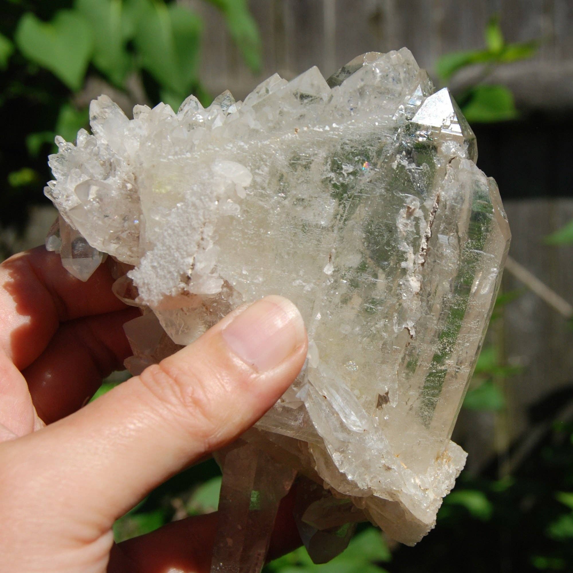 Caspar Curiosities - Wholesale Spiritual Stone/Crystal - 5.75in Ornate DT ET Clear Quartz Crystal Stacked Tabby Chain7