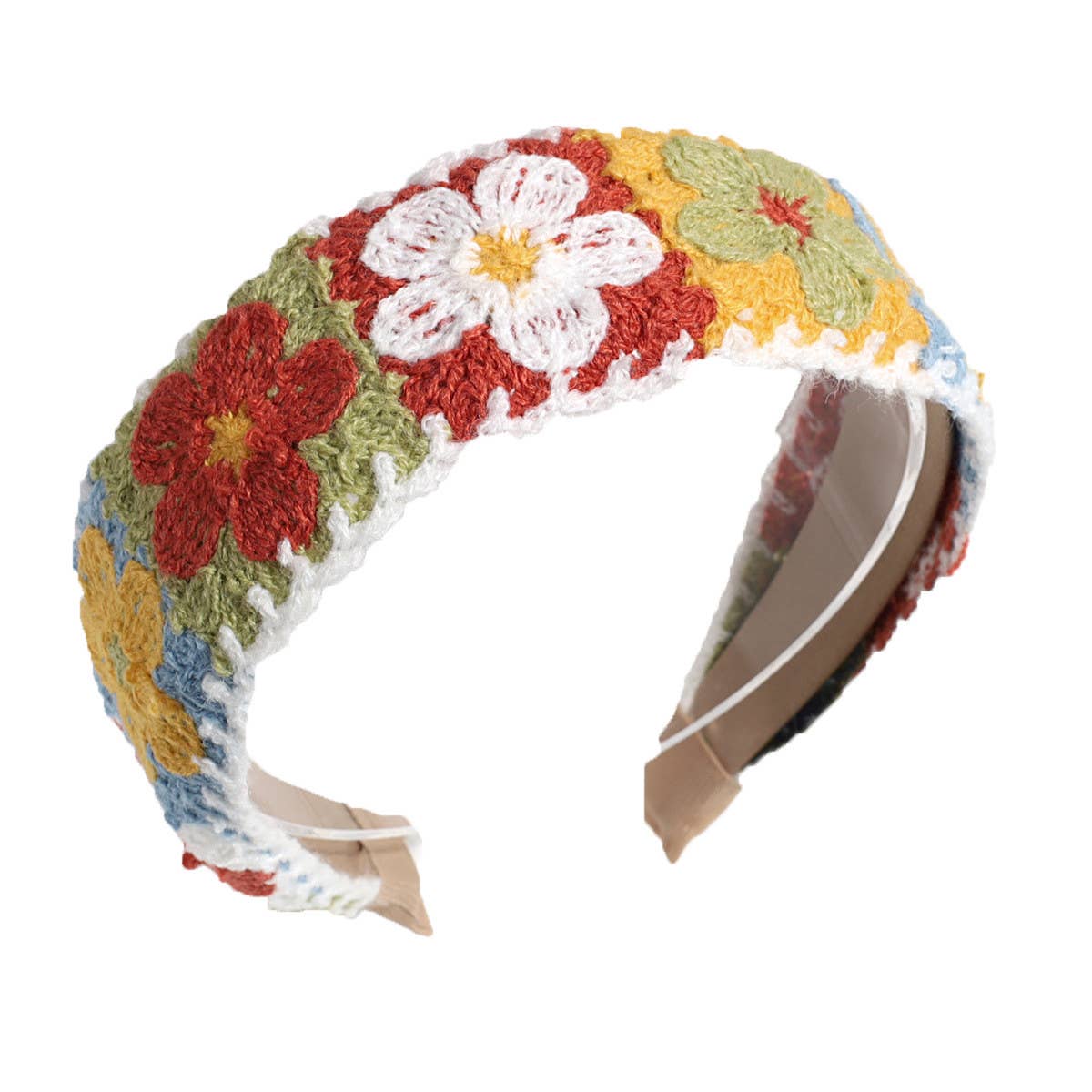 ACCITY - Wholesale Fashion Headband - Women's - PASTORAL STYLE KNITTED FLOWER BRAIDED HEADBAND_CWAHA22613
