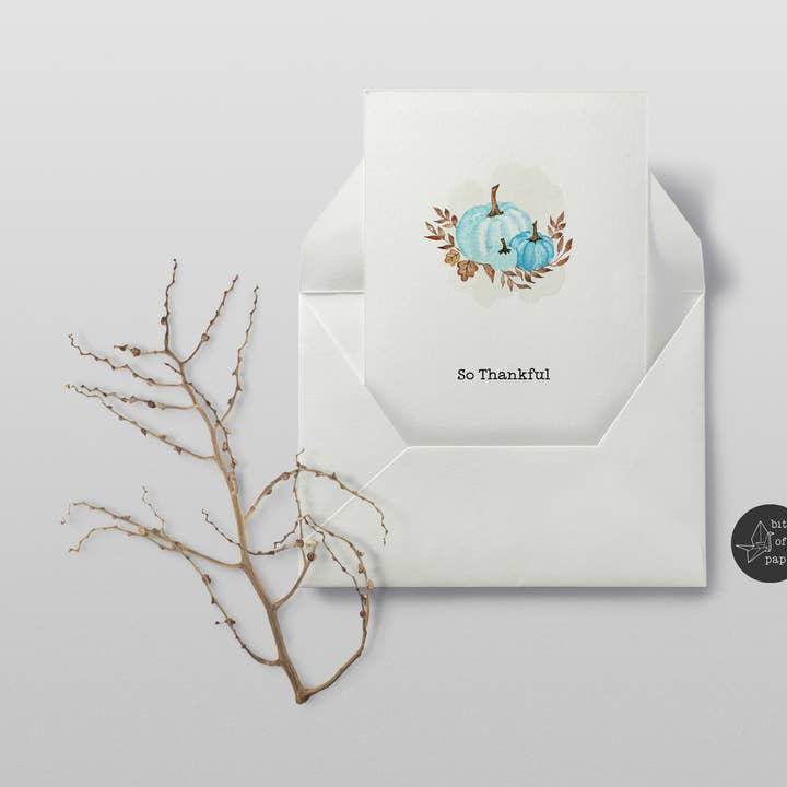 Blue thanks giving pumpkin for wholesale by Bits of paper design co