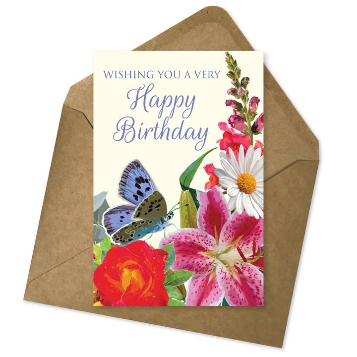 Birthday Enclosure Card | Happy Birthday Floral Garden Tag for wholesale by The Red Barn Press