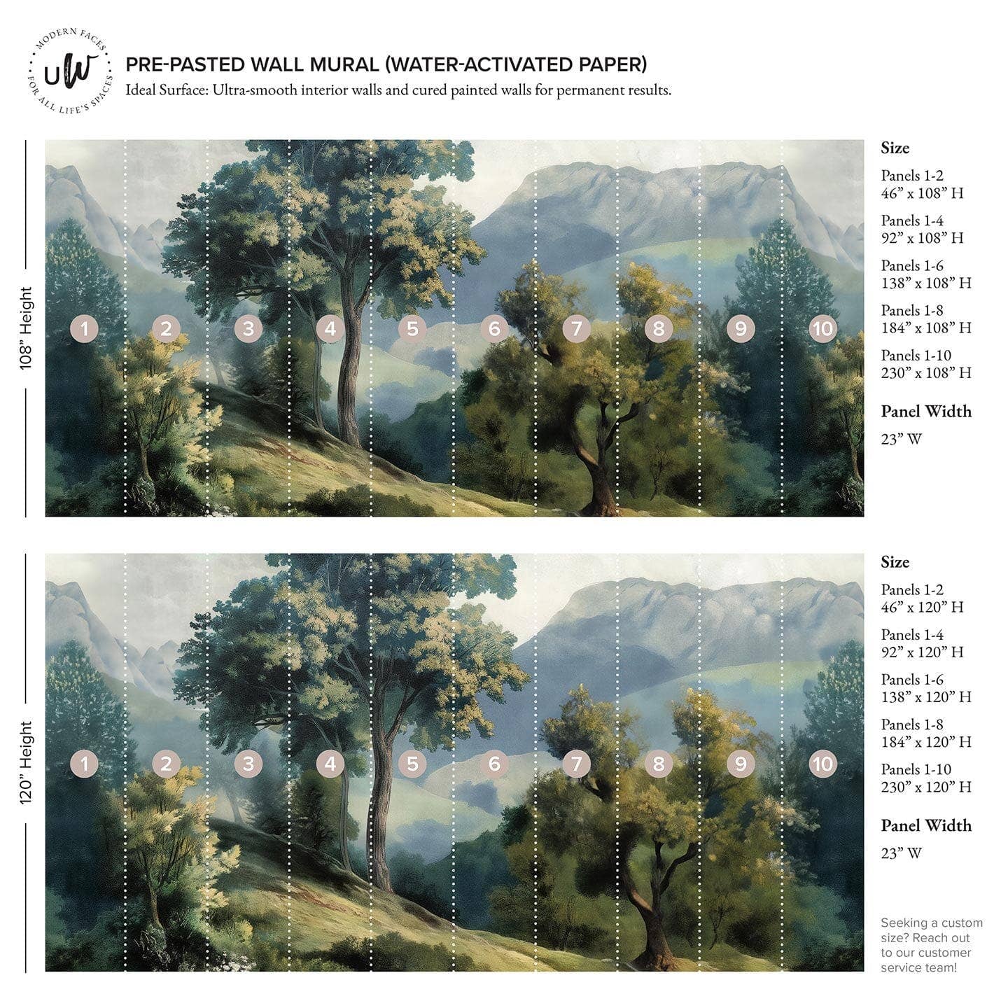 Green Tuscan Landscape Wall Mural for wholesale on Faire5