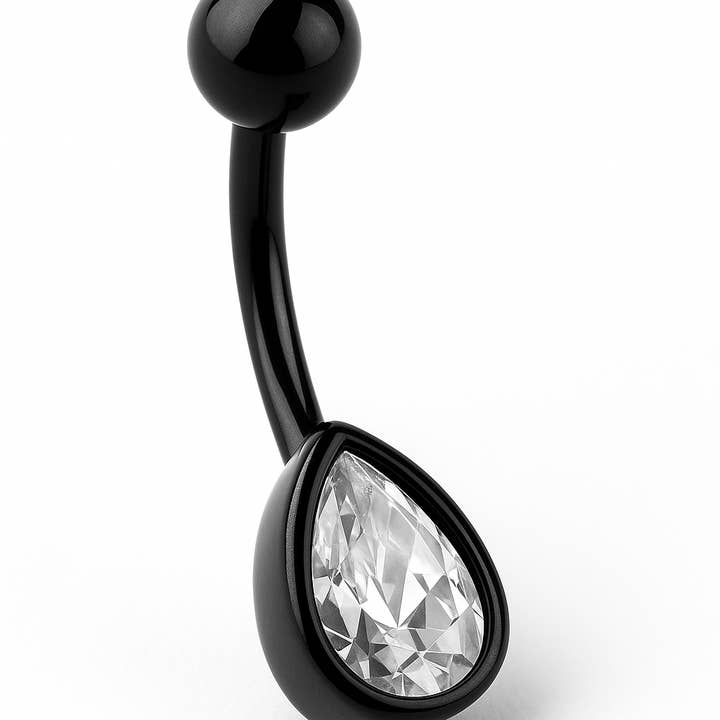 Fantastisk dråbeformet sort diamant stud kropspiercing - Sommer for engroshandel hos Gemscape UK
