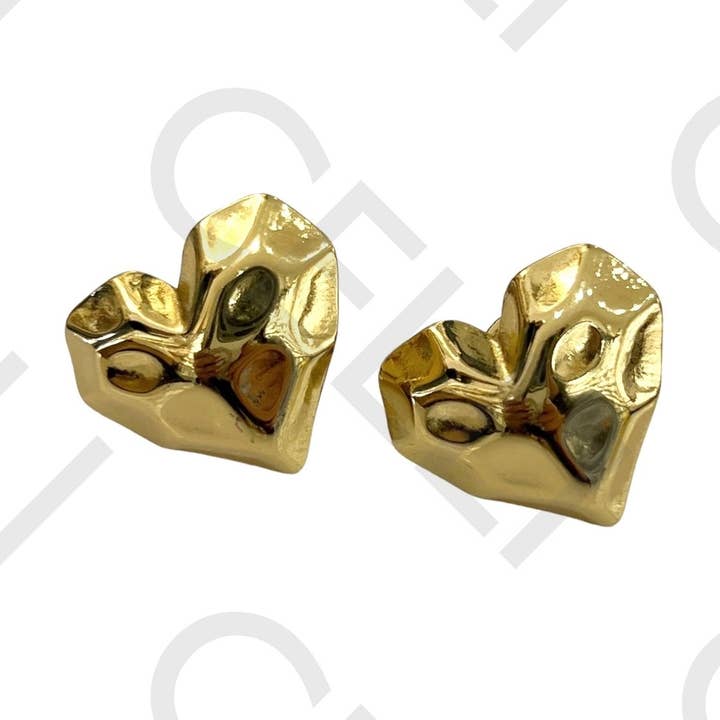 Steel Earring - hammered heart for wholesale by Celli Biju
