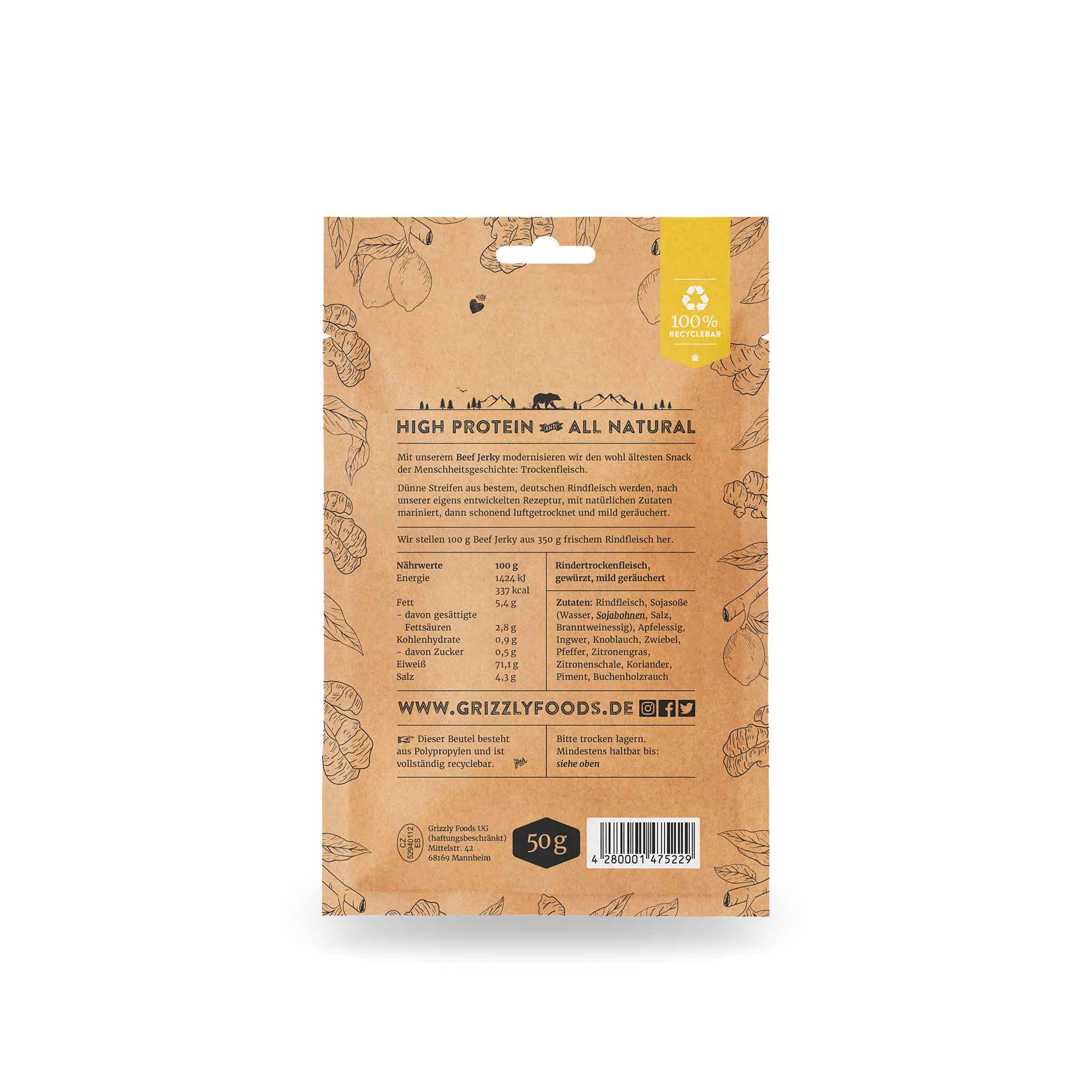 Grizzly Foods - Wholesale Jerky - Beef Jerky - Lemon Ginger1
