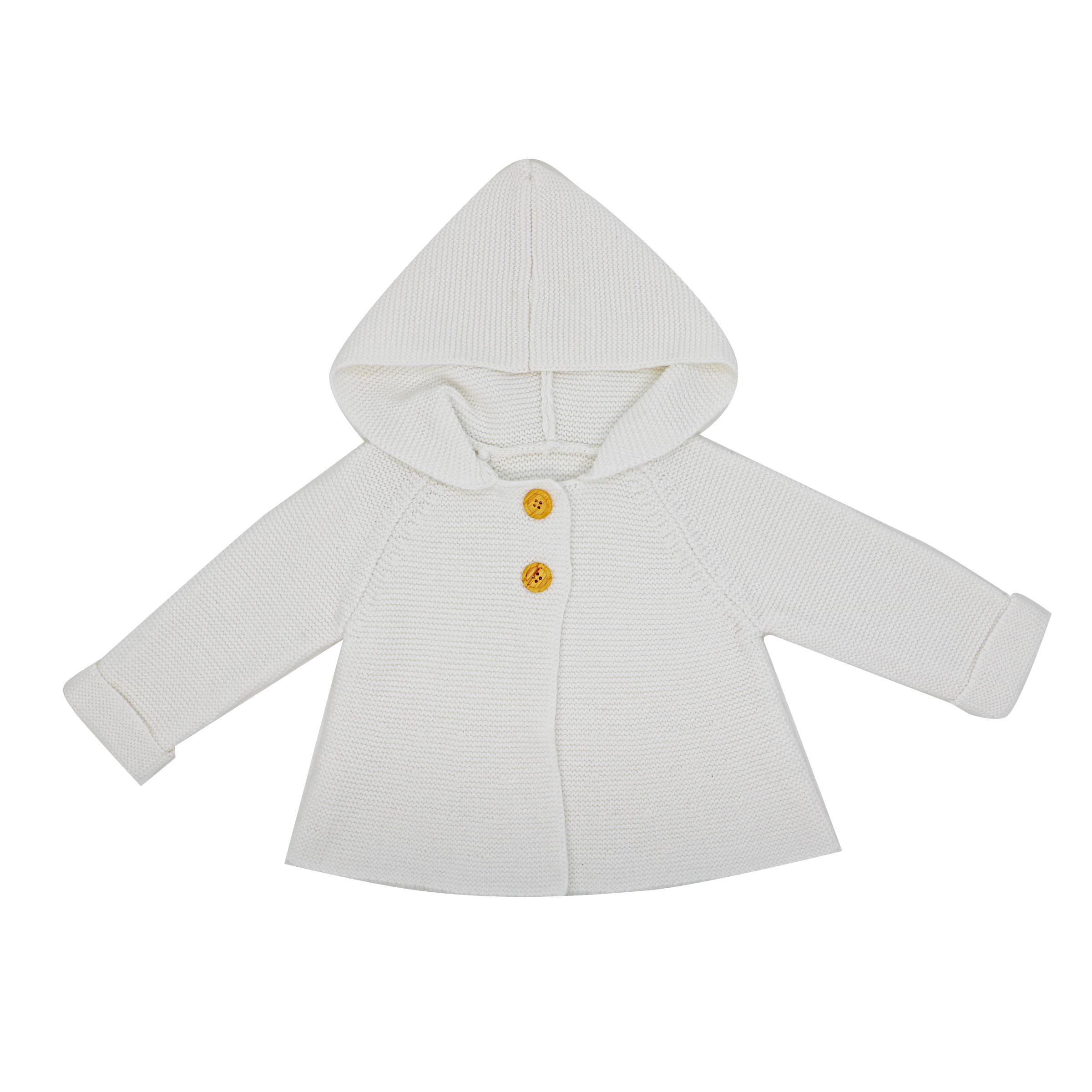 Rose Textiles - Wholesale Coat - Baby - Textured Knit Hooded Coat- White