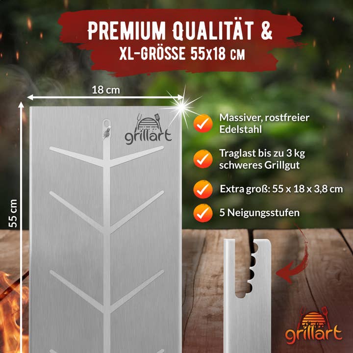 grillart® - Wholesale Grill Pan/Griddle - Premium flame-grilled salmon board made of high-quality stainless steel2