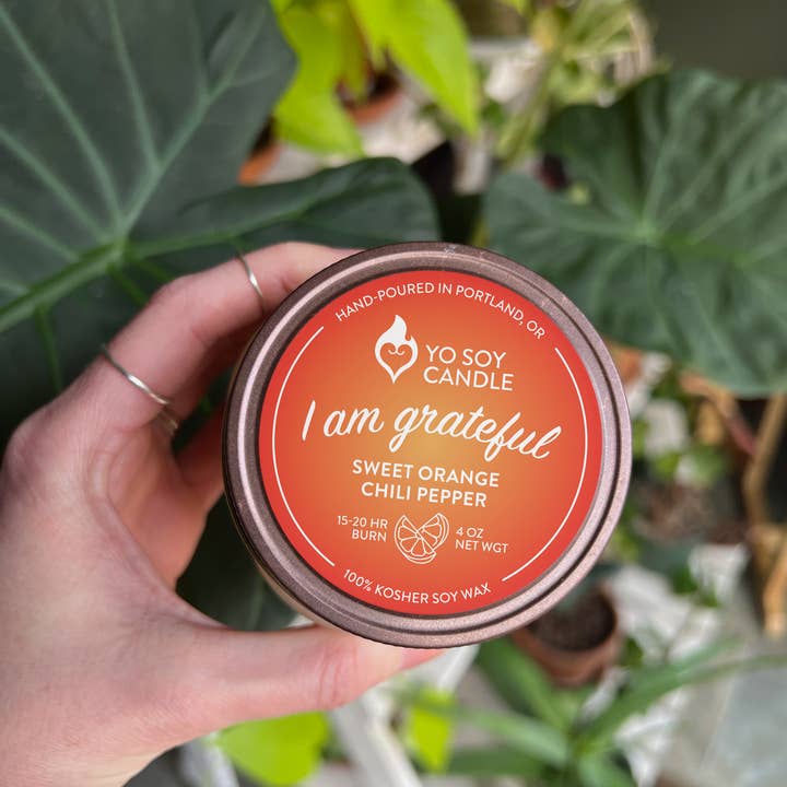 Yo Soy Candle - Wholesale Jar/Filled Candle - I AM GRATEFUL : Sweet Orange Chili Pepper Soy Candle2