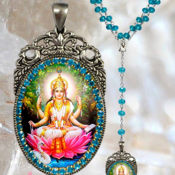 MariaSantissimaShop - Vendita all'ingrosso Collana con ciondolo/pendaglio - Saraswati Vandana Rosario Dea Dea Pendente Hindu Gioielli Hindu Sarasvati1