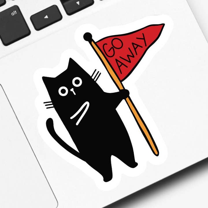 Cat Go Away Sticker for wholesale by Ace the Pitmatian Co