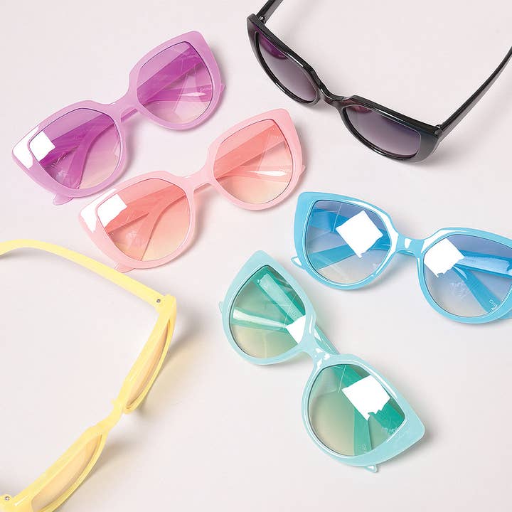 ASSORTED COLORS Kid's Colorful Cat Eye Fashion Sunglasses for wholesale on Faire