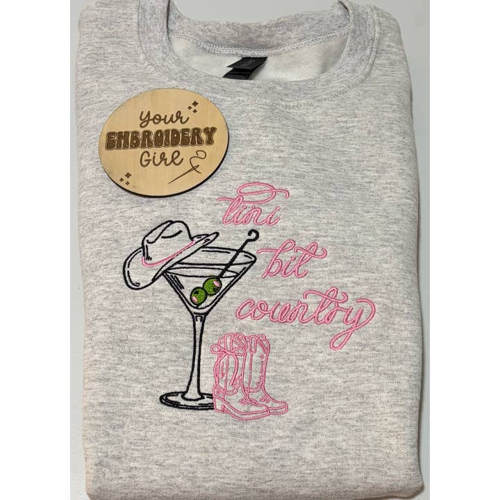Tini Bit Country Embroidered Gildan Crewneck for wholesale by Your Embroidery Girl