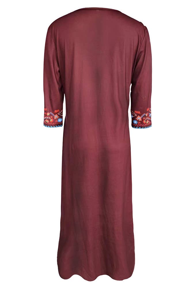 UNISHE - Wholesale Dress - Women's - Summer Boho Floral Print V Neck Maxi Dress ZK14625