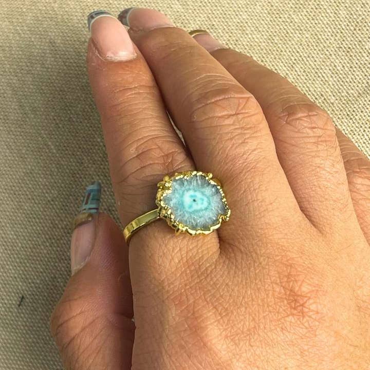 Hi Handmade - Wholesale Cocktail/Statement Ring - Aqua Solar Quartz - Ring