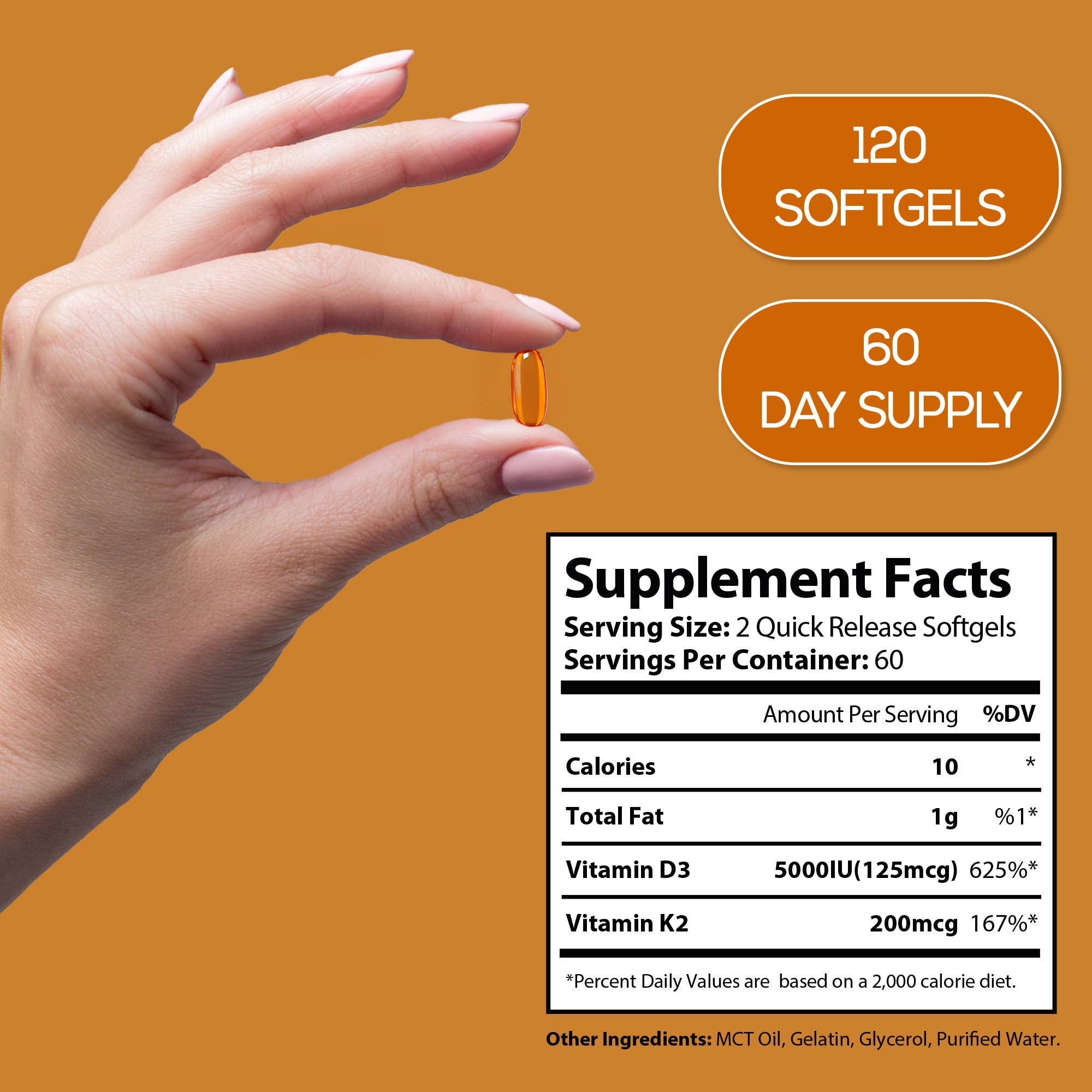 HARMONIFY - Wholesale Oral Supplement/Vitamin - Vitamin D3 K2 400 mcg | 120 Softgels |  Bone & Heart Support6