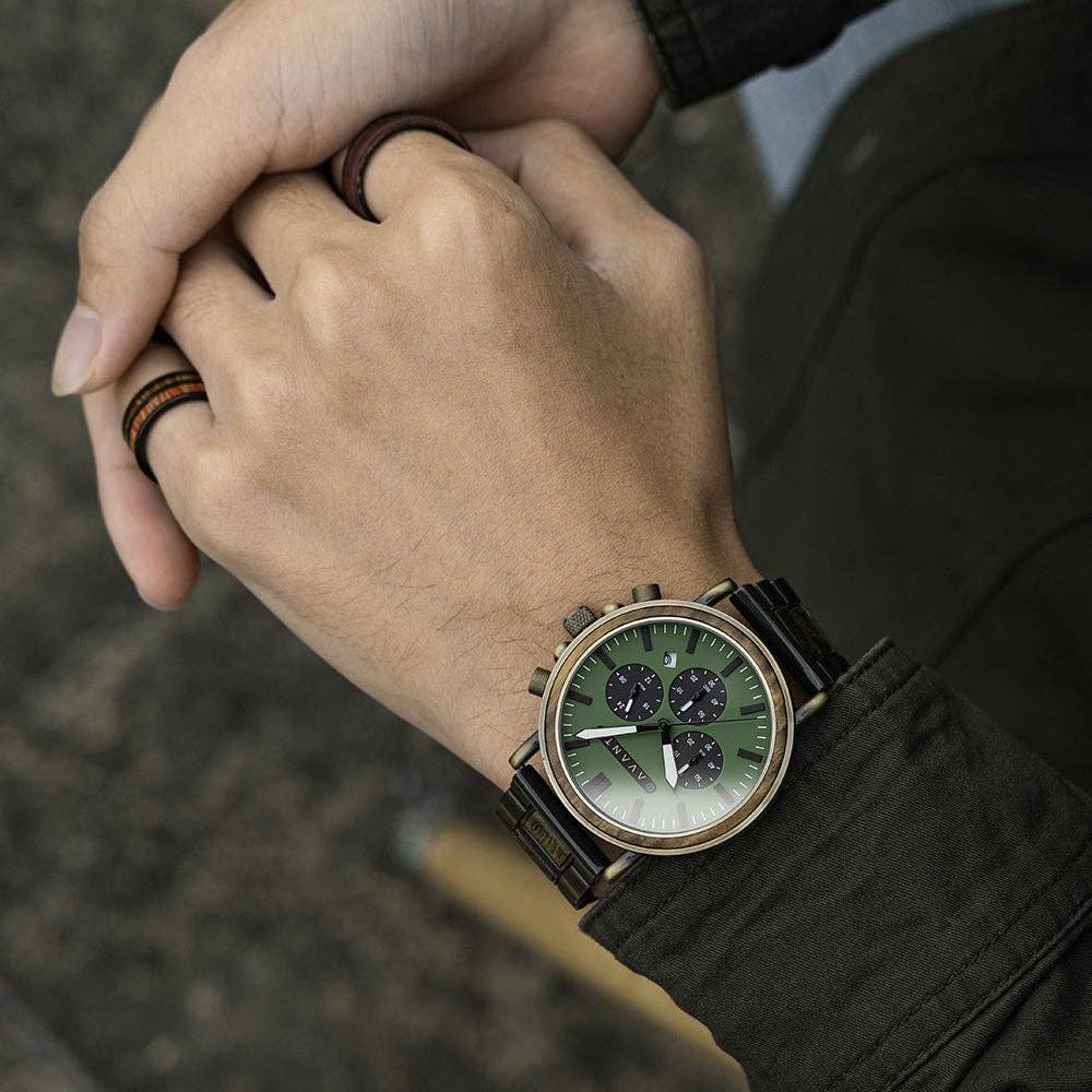 AvantWood – Relógio de pulso - Homem por atacado – Relógio Masculino Explorer S de Latão Vintage com Madeira Exótica1