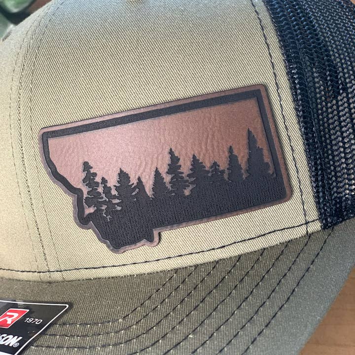 MT ENGRAVED - Wholesale Trucker Hat - Unisex - Montana Leather Patch Engraved Hat1