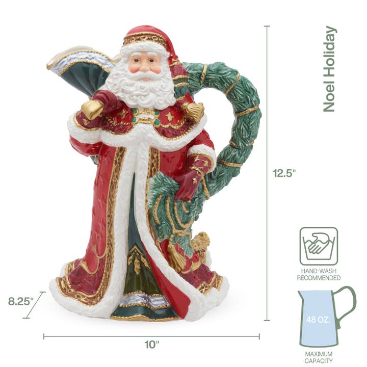RED Fitz & Floyd Noel Holiday Santa Pitcher Gift Box Pkg for wholesale on Faire3