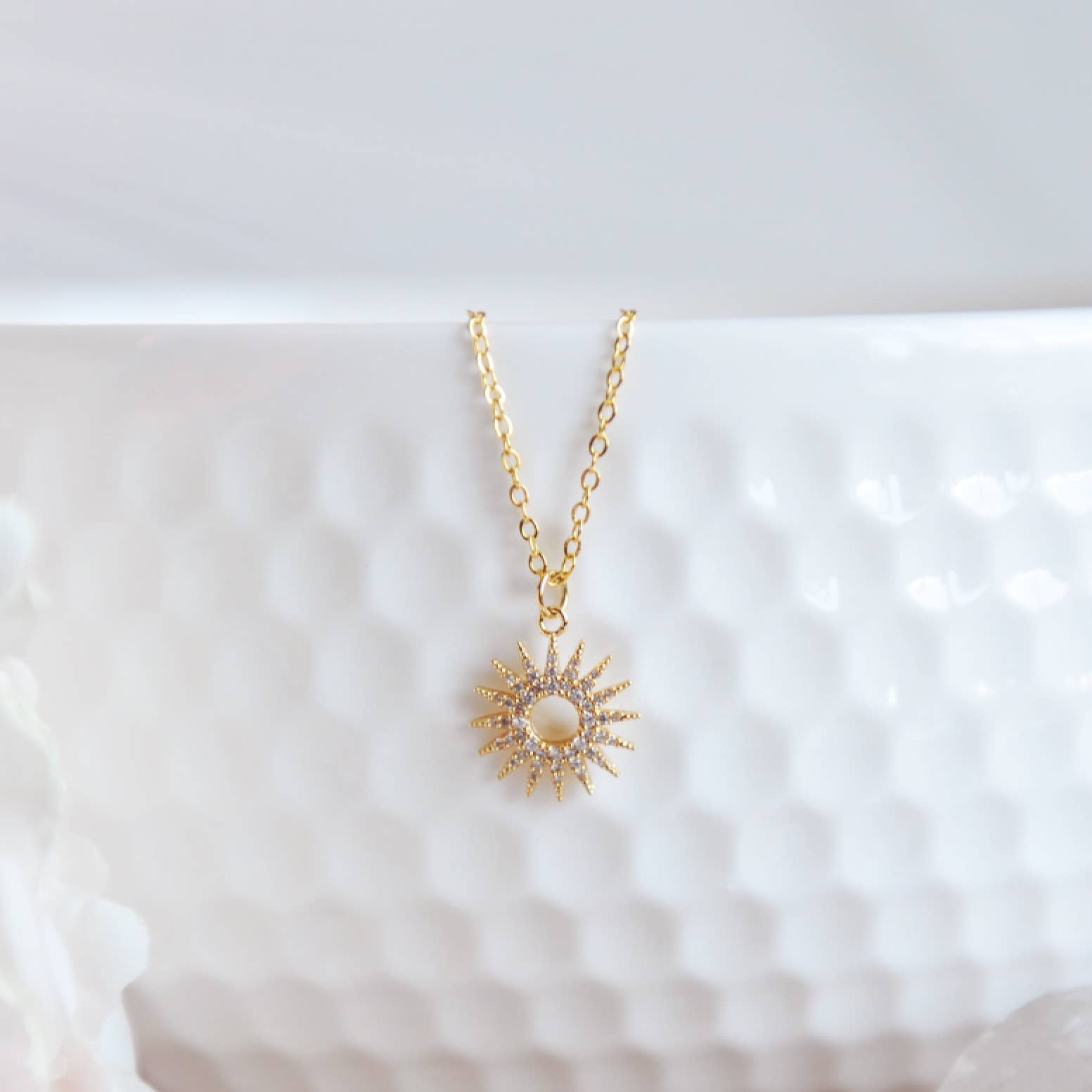 Oh So Lovely - Wholesale Pendant/Charm Necklace - BRIELLE Gold Sun Necklace0