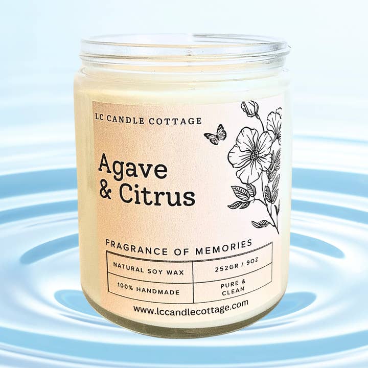Agave Citrus Natural Essential Oil Soy Candle for wholesale by LCCandleCottage