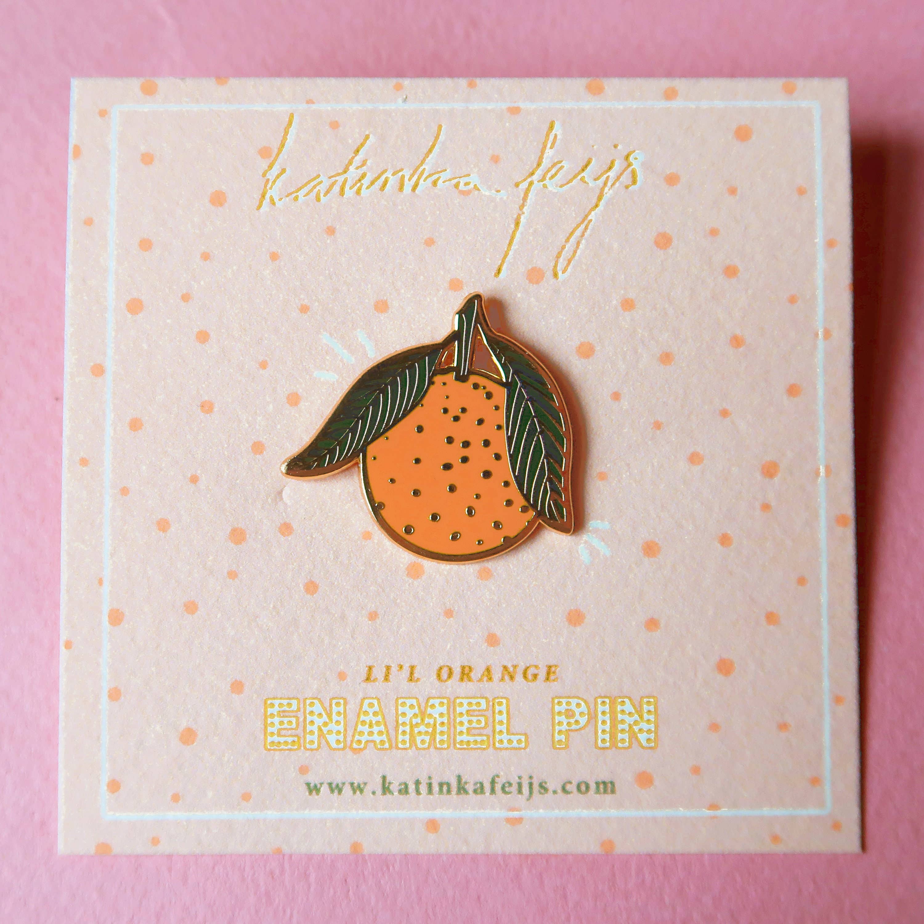 Orange Pin, hard enamel, citrus, clementine for wholesale by Katinka Feijs