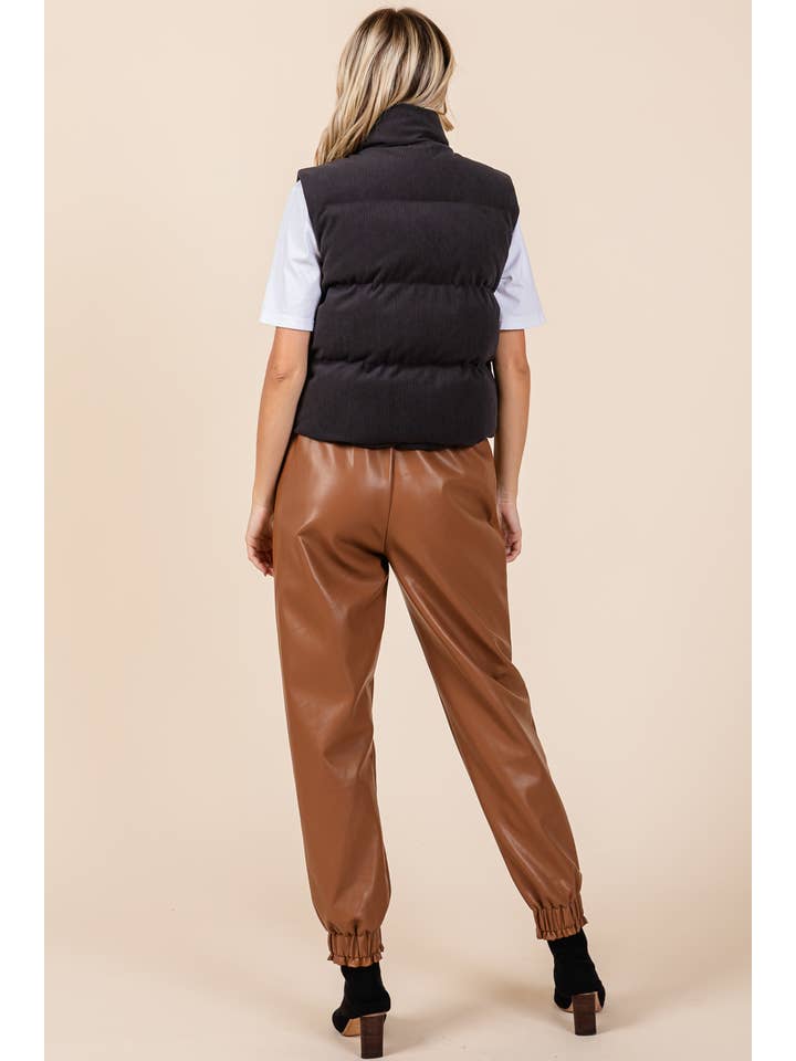 GeeGee Clothing - Wholesale Outerwear Vest - Women's - Corduroy Puffer Vest, MJ50698