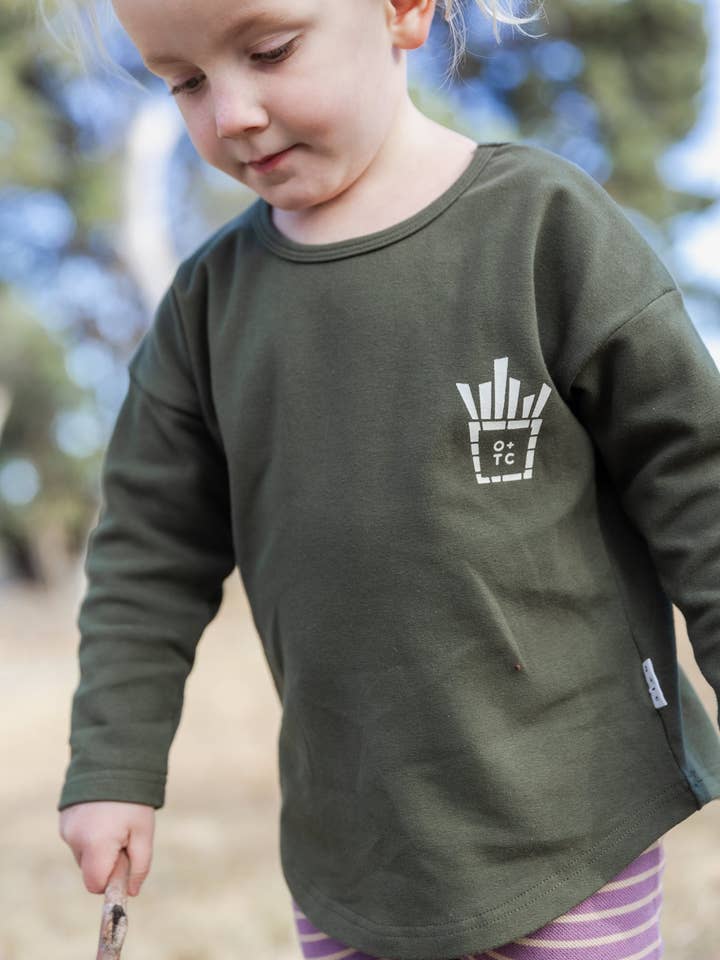 Olive + the Captain - Wholesale Screen-printed t-shirt – Kids - Fries Relaxed Fit Long Sleeve Top1
