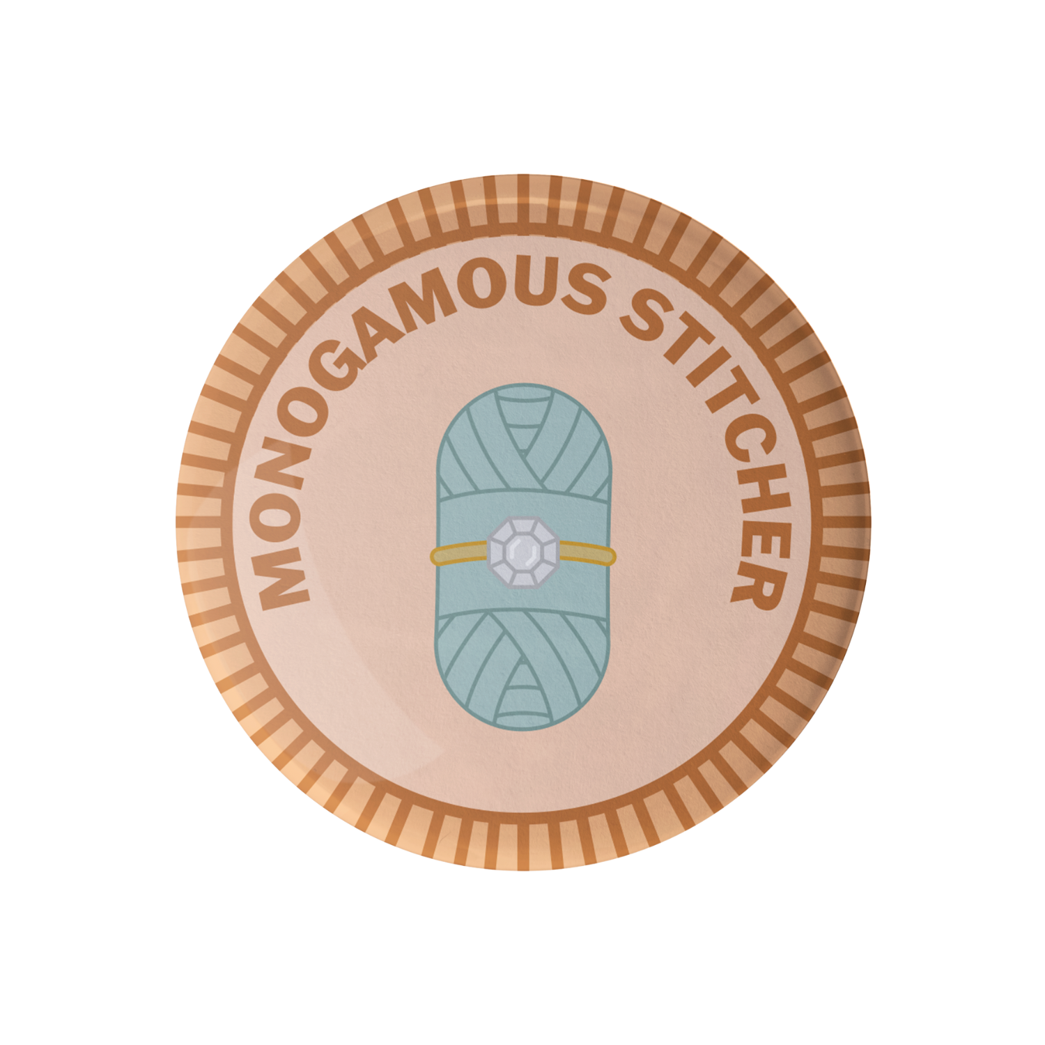 Camp Stitchwood - Wholesale Lapel Pin/Button - Monogamous Stitcher Merit Badge0