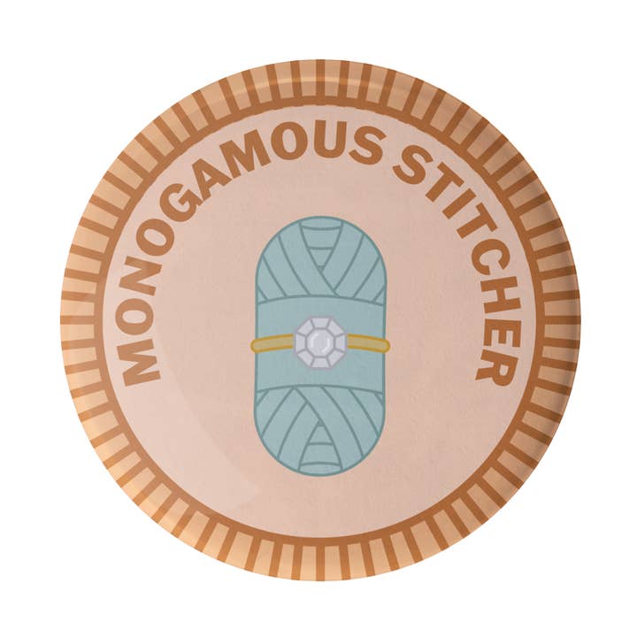 Camp Stitchwood - Wholesale Lapel Pin/Button - Monogamous Stitcher Merit Badge0