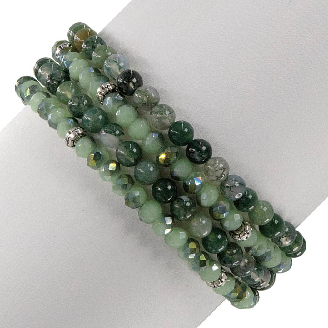 My Fun Colors - Wholesale Beaded Bracelet - Gemstone + Crystal Bead Stretch Bracelets, Set4 | 24 Styles!15