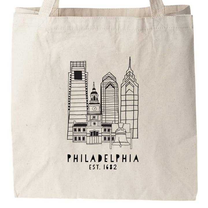 Moonlight Makers - Wholesale Tote Bag - Unisex - Philadelphia, PA Skyline - Canvas Tote Bags - Philly