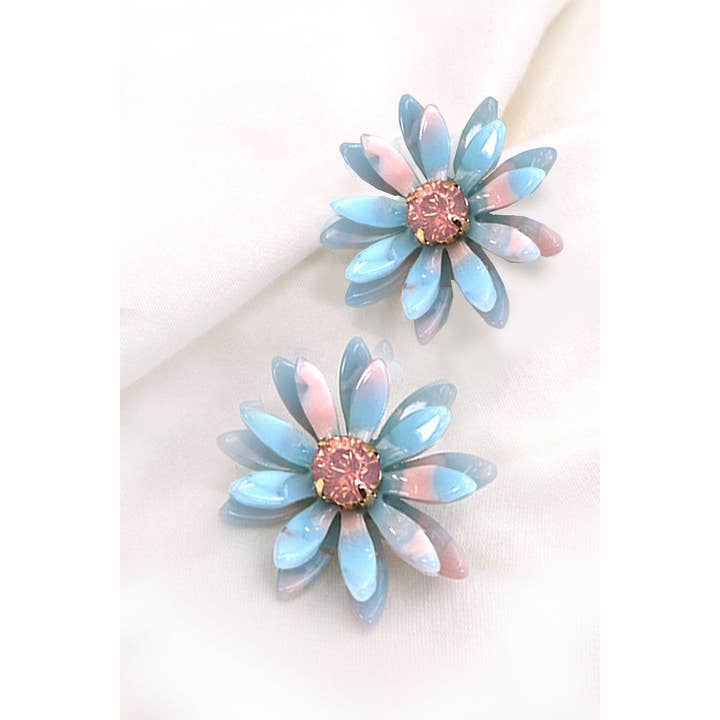 JOSSLYN by wall to wall - Wholesale Stud/Post Earrings - RESIN RHINESTONE DAISY STUD EARRINGS | 80E750