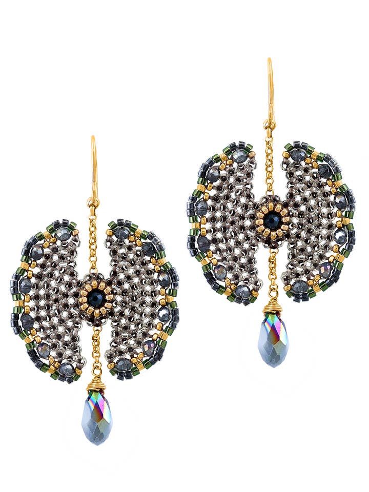 Brinco redondo Abstract Eye em verde, estilo E24102 por atacado de Miguel Ases