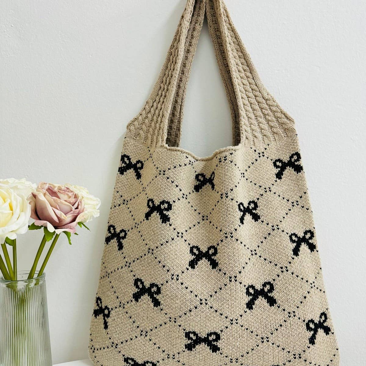 NINEXIS - Wholesale Tote Bag - Women's - CWAB4567_BOW KNIT LARGE CAPACITY TOTE BAG1