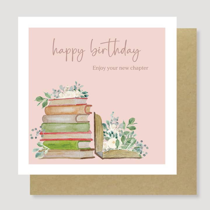 Happy birthday new chapter card for wholesale by Heather Trefusis Art