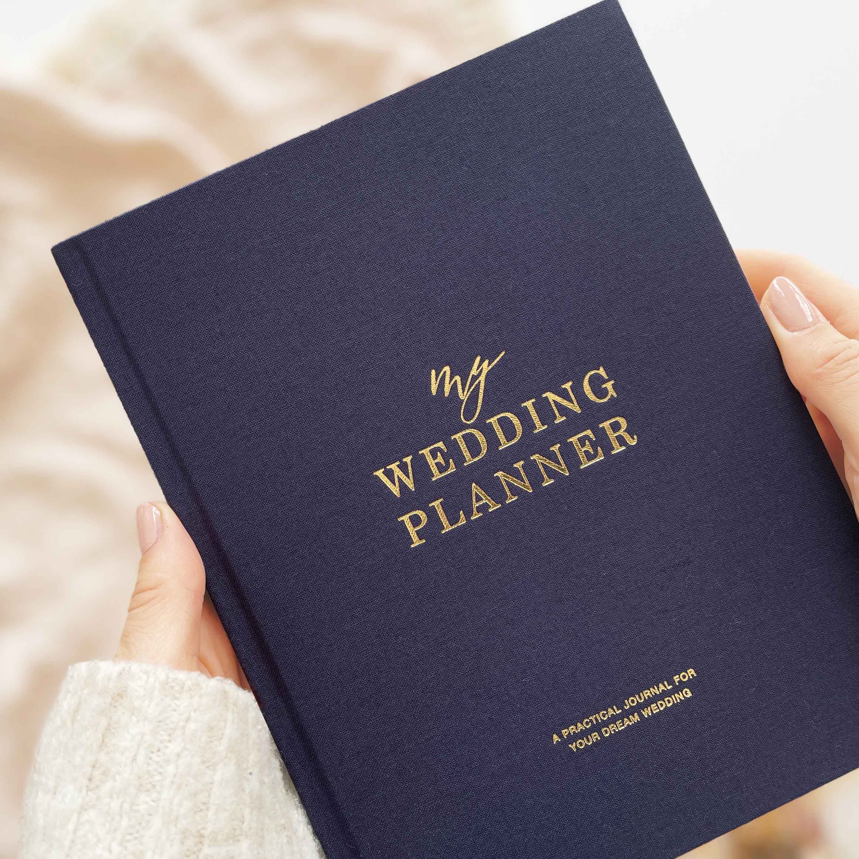 Blush And Gold - Wholesale Planner - Navy Cloth Wedding Planner Book with Gold Foil + Gilt Edges12