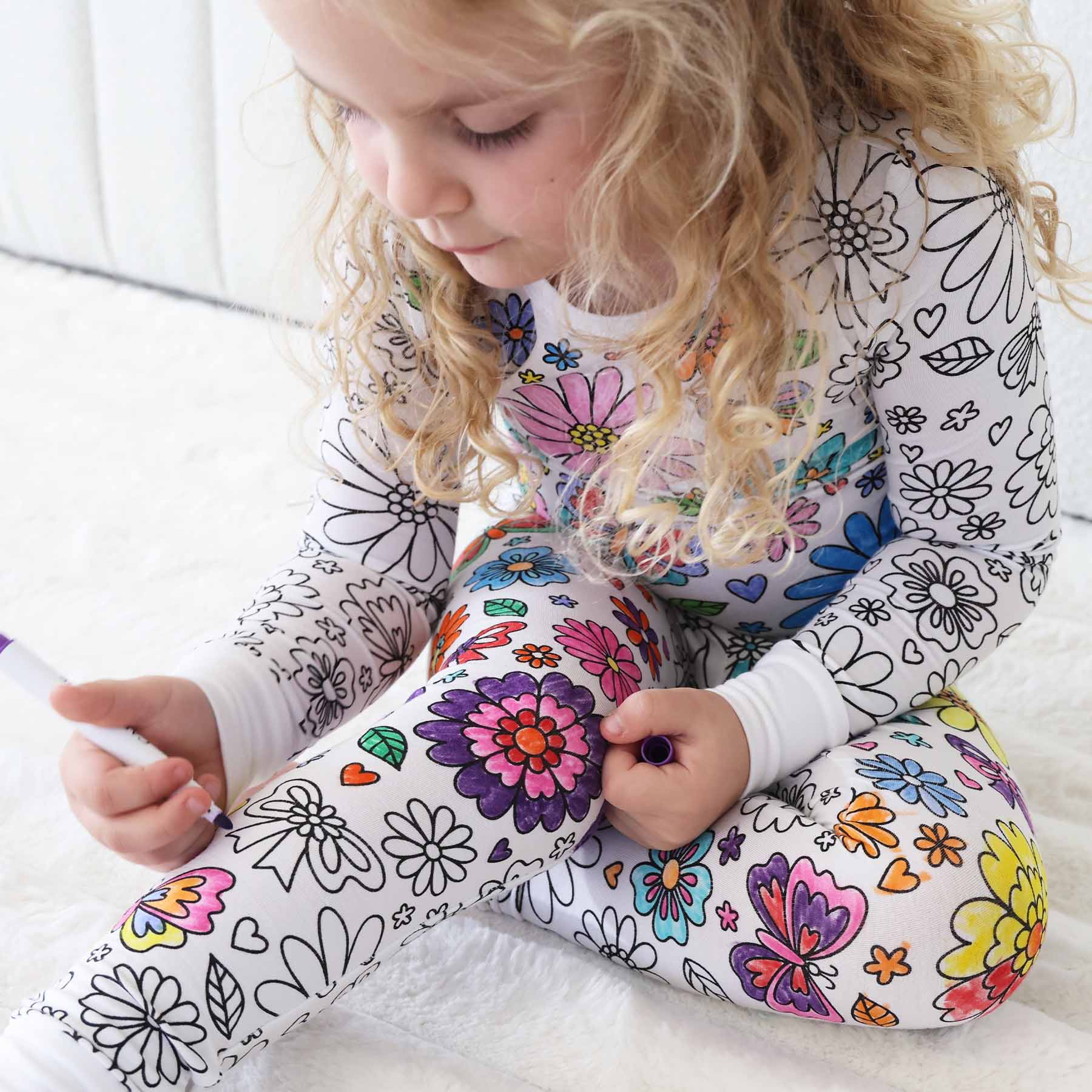 Caden Lane - Wholesale Sleepwear Set - Kids - Colorable Two Piece Pajama Set | Floral Flutter3