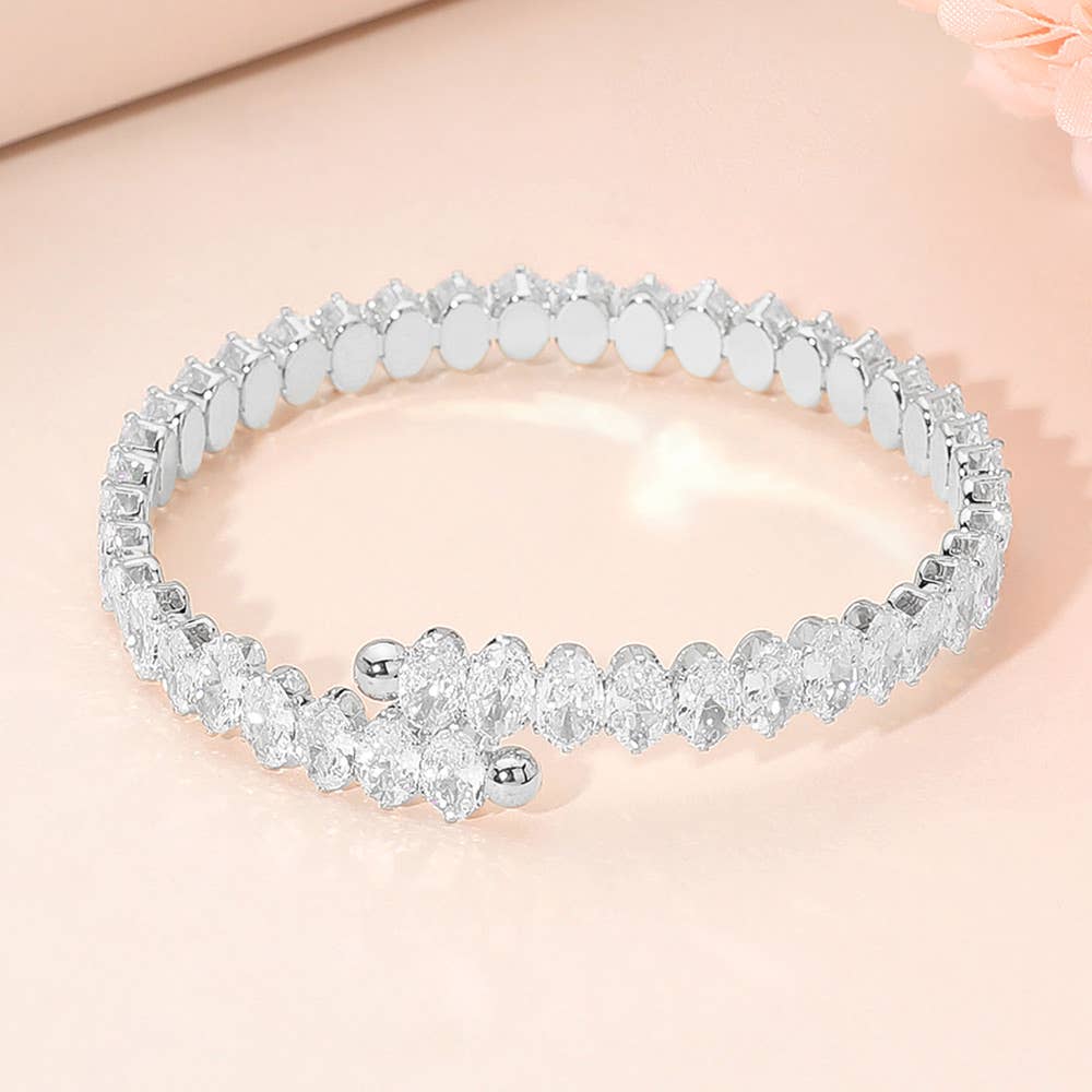 Sensibling Corp. – Großhandel Armreif – CZ Marquise-Stein-Cluster-Link-verstellbares Abendarmband2