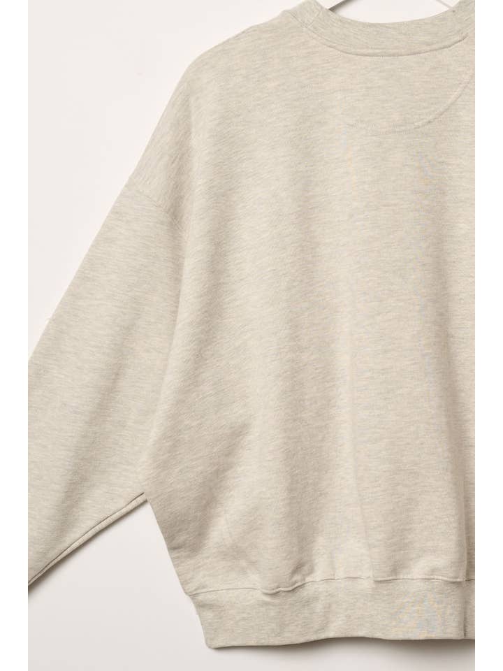 Heather Grey Heathered Knit Pullover Crewneck Sweatshirt for wholesale on Faire