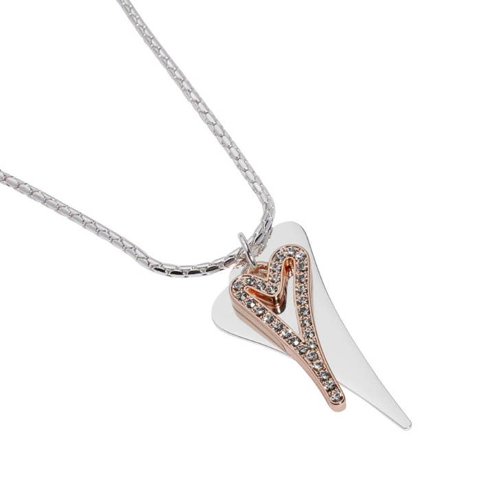 Halskette, zweifarbig, 70 cm, mit massiven und hohlen Herzen für den Großhandel von Miss Dee