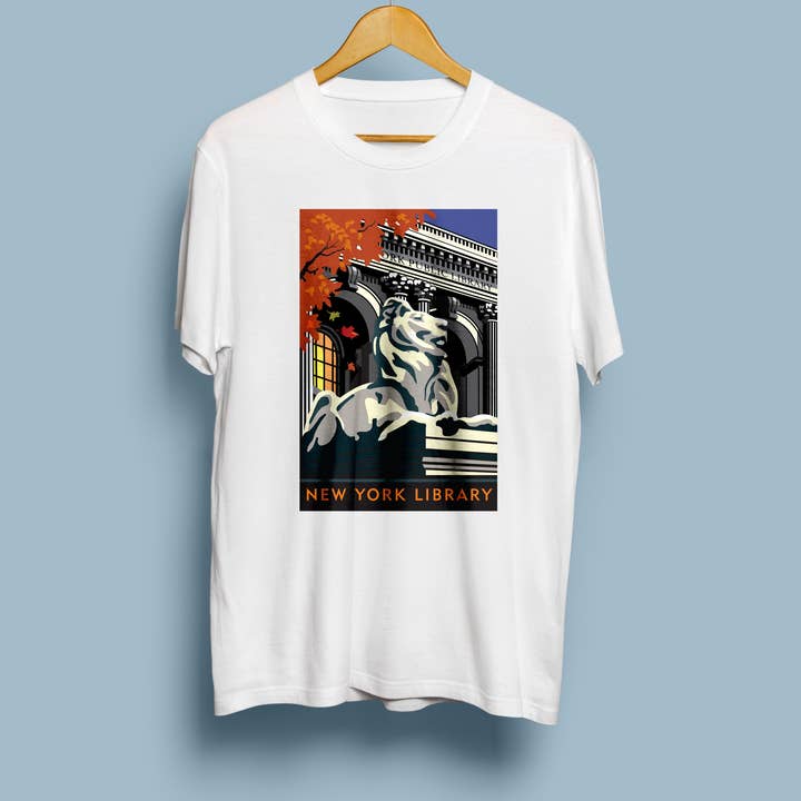 Wahrzeichen NY | NYC Öffentliche Bibliothek Kurzarm Unisex T-Shirt für den Großhandel von Legendary Landmark Art Prints