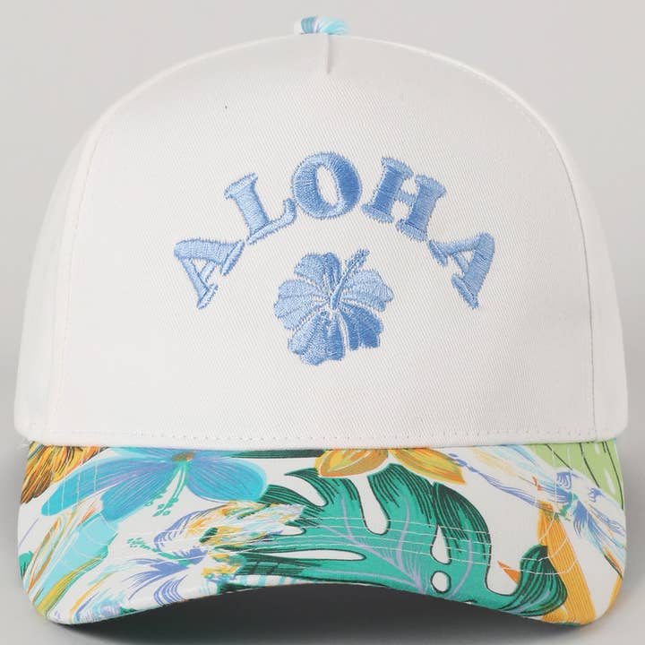 Fashion City - Wholesale Trucker Hat - Unisex - Aloha Tropical Design Embroidery Trucker Hat