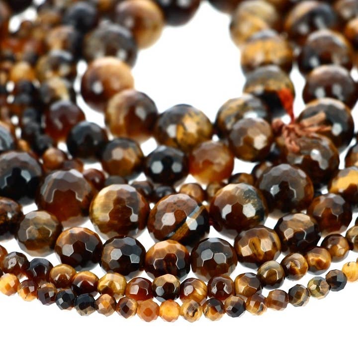 Facetterede tigerøjeperler EXTRA for engroshandel hos Artisans de Madagascar