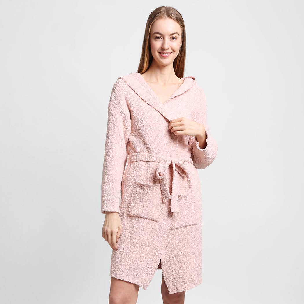 Fashion City - Venta al por mayor Bata - Mujer - Bata con capucha suave de color liso con bolsillo8