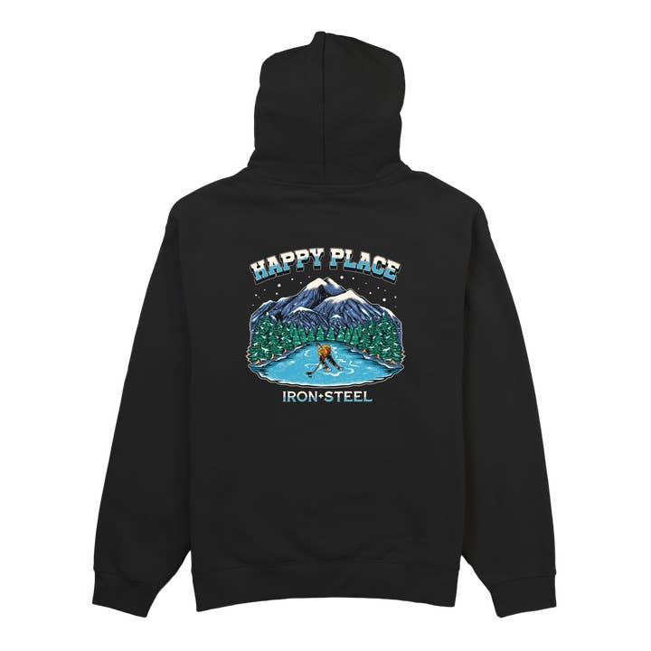 Happy Place Hockey Midweight Hoodie for wholesale by Iron+Steel Hockey