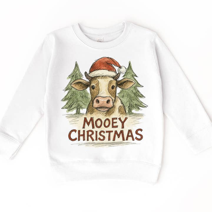 Madi Moosh - Wholesale Screen-printed t-shirt – Kids - Mooey Christmas Farm Cow Christmas T-Shirt - Christmas Tee4