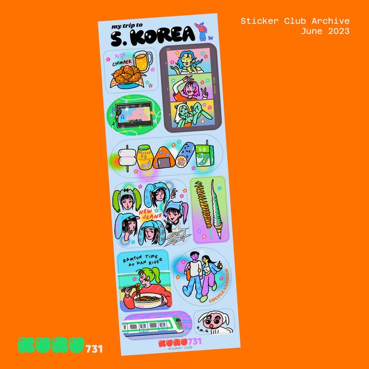 My Trip To South Korea Sticker Sheet for wholesale by kuru731