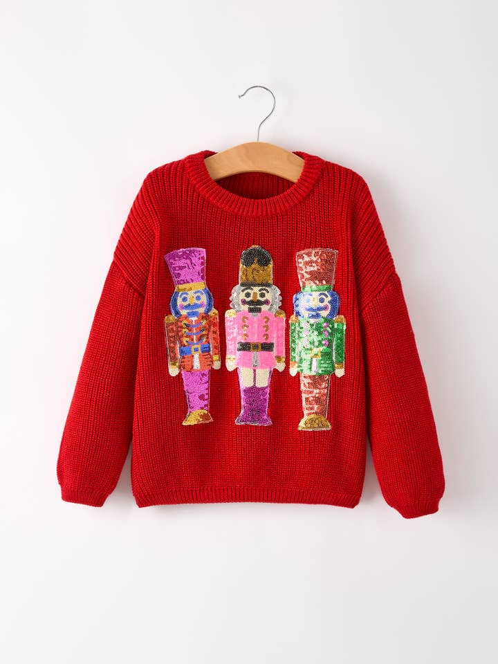 Jersey de lentejuelas con cascanueces para niñas de Navidad en invierno para venta al por mayor de Rylee Faith Designs