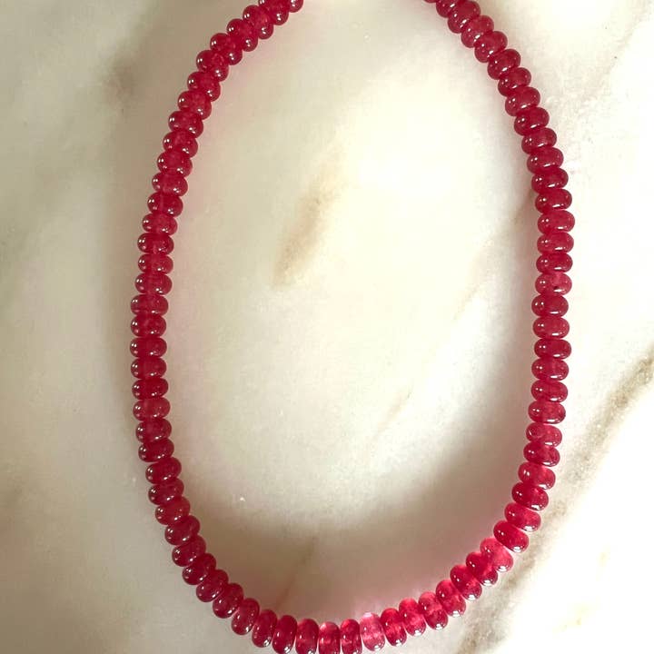 Sonya Renee Jewelry - Wholesale Beaded/Pearl Necklace - Lilly Gemstone Bead Necklace multi-color 8mm opals jade 66