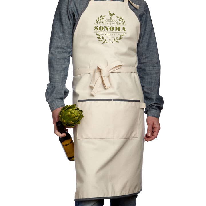 Mercantile 12 - Wholesale Apron - Custom VINTAGE COLLECTION Natural Apron with Charcoal Trim1